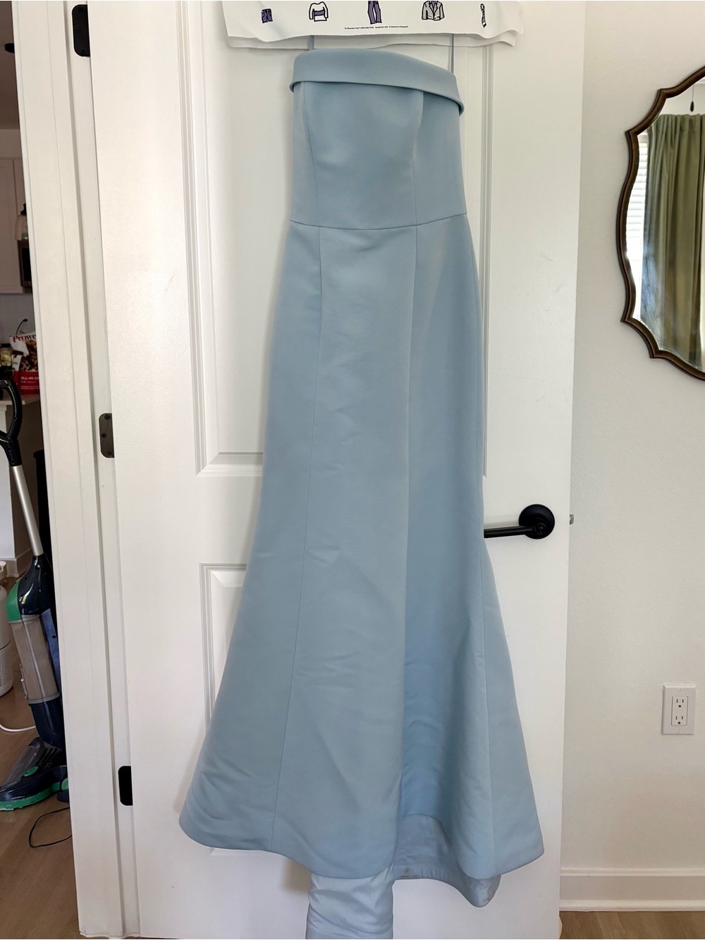 Strapless Light Blue Mermaid Evening Dress Gown / Black Tie / Bridesmaid - Picture 2 of 6